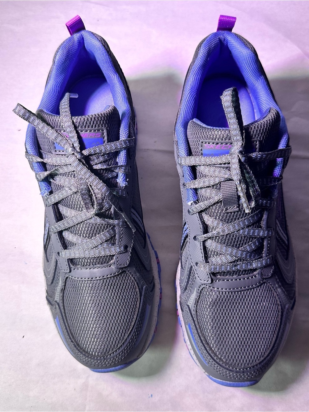Skechers Gray Athletic Walking Shoe with Purple & Light Blue Accents - Picture 4 of 10